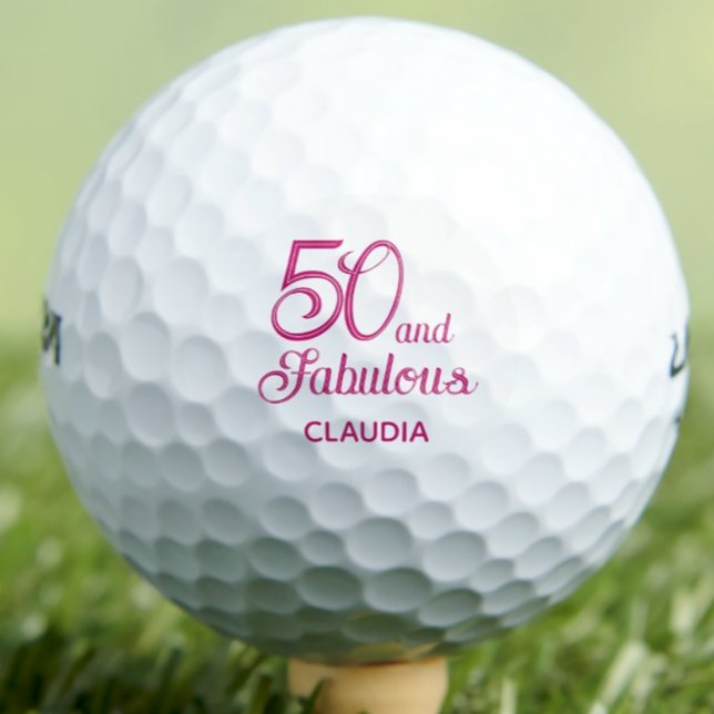 50e anniversaire balles de golf 50 et cadeau rose  (Créateur téléchargé)