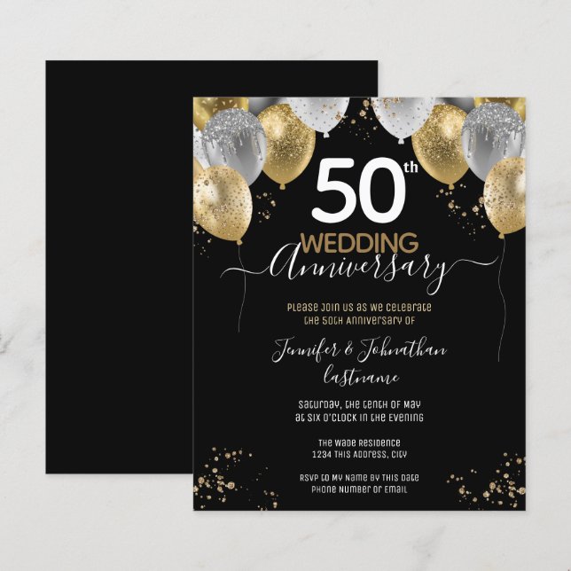 50e anniversaire Ballons d'or Invitations budgétai (Devant / Derrière)