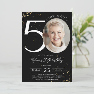 50e anniversaire Black Gold Invitation avec photo