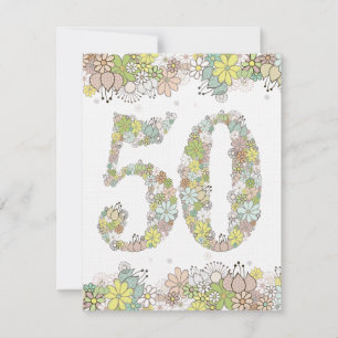 50e anniversaire Blooms naturels Dames Invitation 