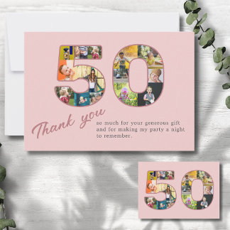 50e anniversaire Blush Pink Photo Collage Merci