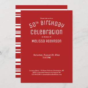 50e anniversaire Bold Red Stripes Motif Invitation
