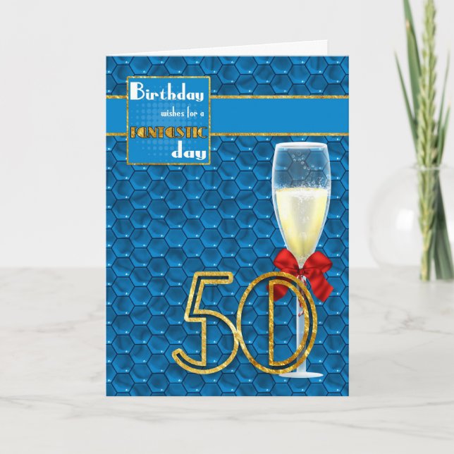 50e anniversaire - Carte d'anniversaire géométriqu (Devant)