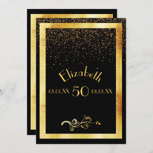 50e anniversaire carte d'invitation noir et or