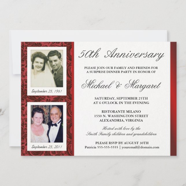 50e Anniversaire - Cartes d'invitation photo - Hie (Devant)
