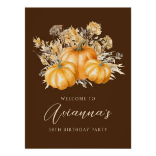 50e anniversaire Citrouille Rustic Automne Affiche