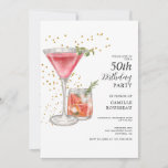 50e anniversaire Cocktail Party Invitation<br><div class="desc">cocktail de 50e anniversaire invitation cocktails d'aquarelle et parties scintillant or.</div>