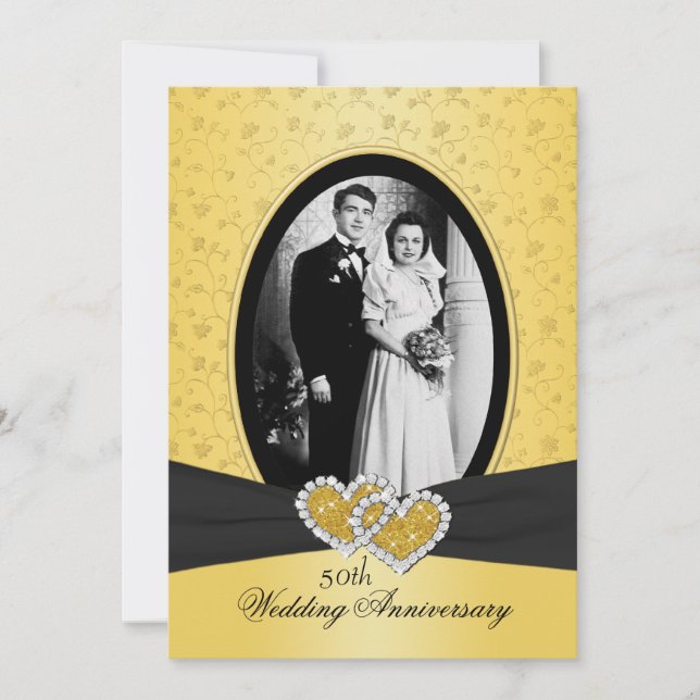 50e Anniversaire Coeurs joints II Invitation (Devant)