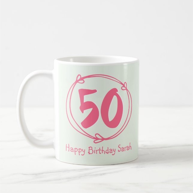 50e anniversaire Custom Modern Coffee Mug Cadeau (Gauche)