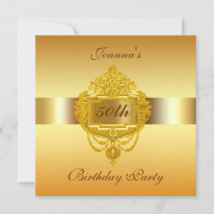 50e anniversaire de fête Invitation or
