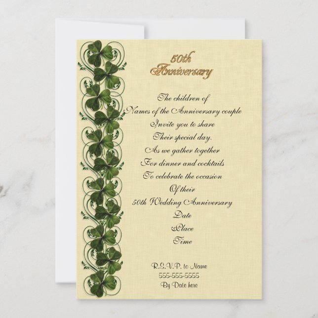 50e anniversaire de fête invitation shamrocks irla (Devant)