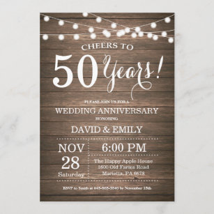 Invitations Faire Part Cartes Anniversaire Mariage 50 Ans Zazzle