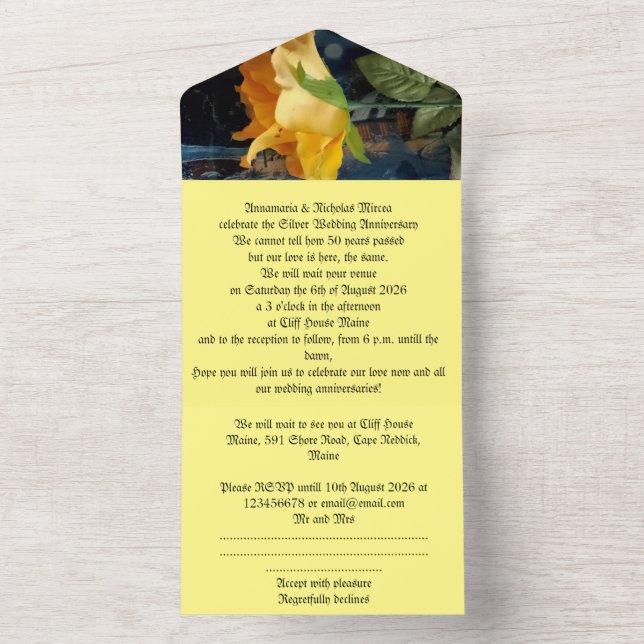 50e anniversaire de l'or faire-part de mariage (À l'intérieur)