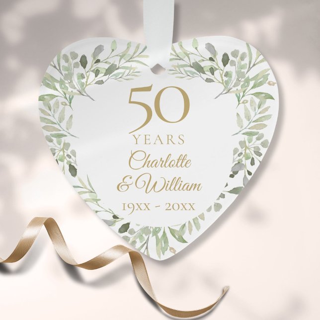 50e anniversaire de mariage de verdure  (50th Gold Wedding Anniversary Greenery Ornament)