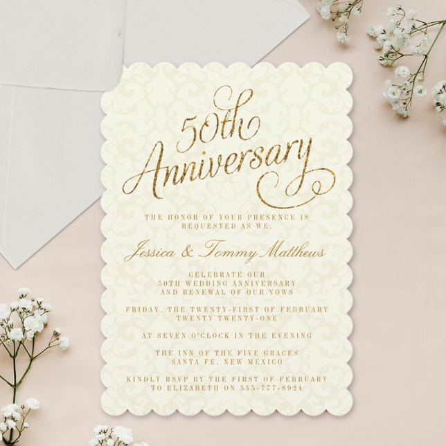 50e anniversaire de Mariage d'or Invitations (Créateur téléchargé)