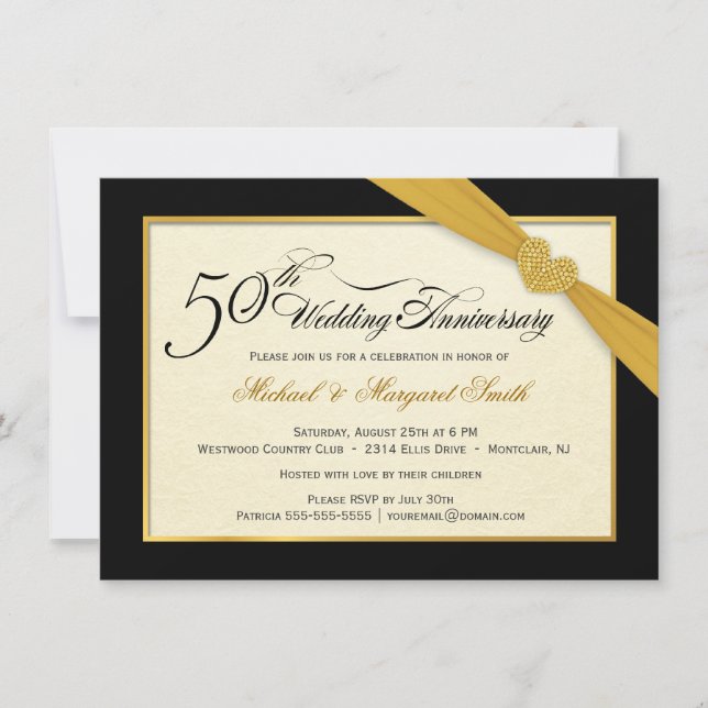 50e anniversaire de Mariage d'or Invitations (Devant)