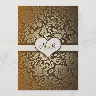 50e anniversaire de mariage d'or invitations damas