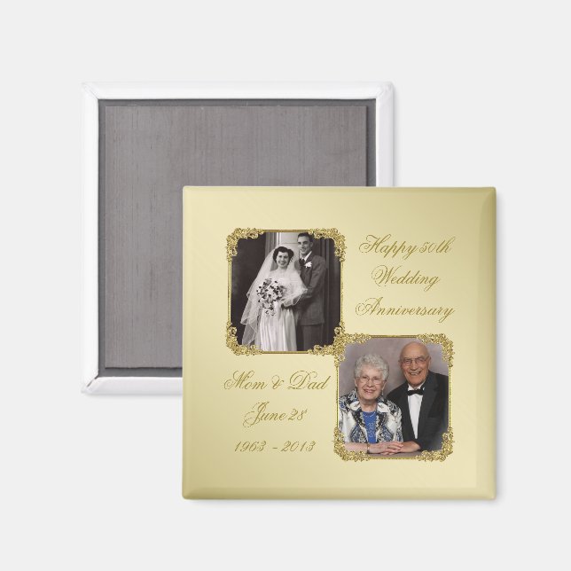 50e Anniversaire de Mariage d'or Magnet photo (Recto/Verso)