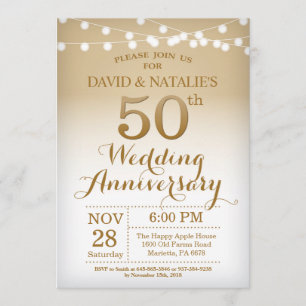 50e anniversaire de Mariage Invitation Or