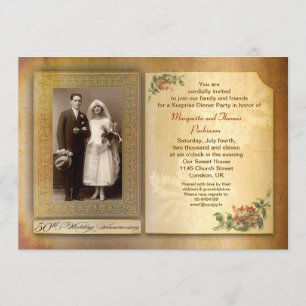 50e anniversaire de mariage invitation photo vinta