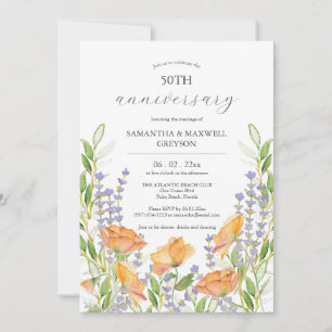 50e anniversaire de Mariage Invitations Fleurs sau