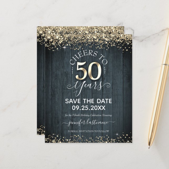 50e anniversaire d'or Enregistrer la date Invitati (Devant/Arrière en situation)