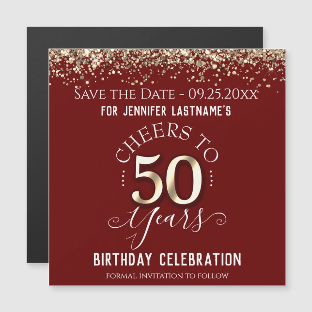 50e anniversaire d'or Enregistrer l'aimant de date (Devant / Derrière)