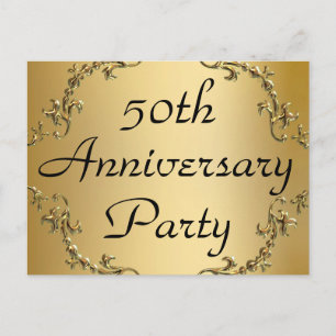 50e Anniversaire d'or Invitation de fête Cartes po