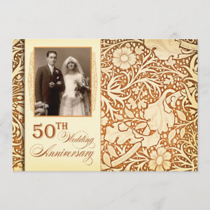 50e anniversaire d'or invitations avec photo