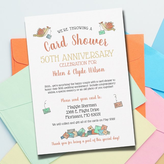 50E Anniversaire Douche carte illustrée (Créateur téléchargé)