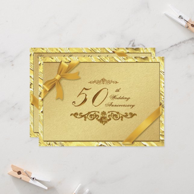 50e anniversaire du Mariage Carte d'invitation (Devant/Arrière en situation)