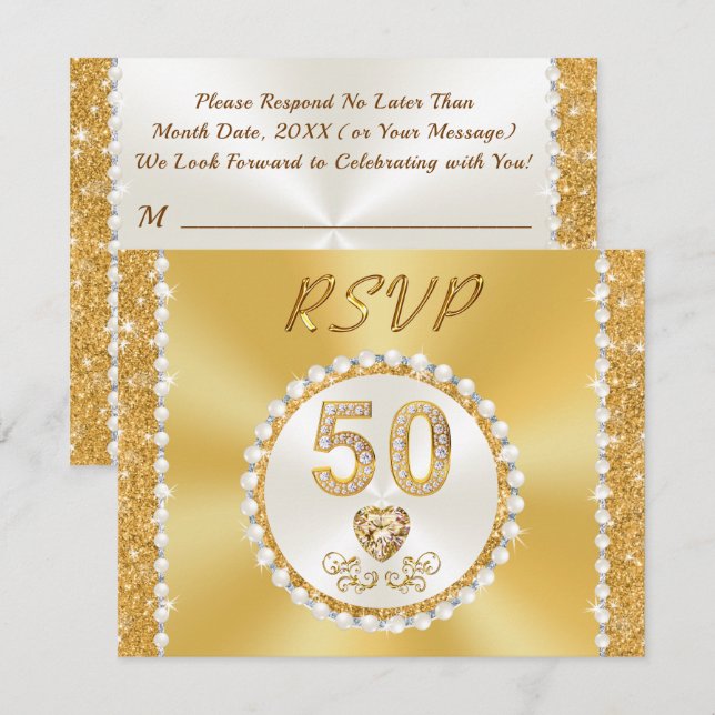 50e anniversaire du Mariage, cartes RSVP personnal (Devant / Derrière)