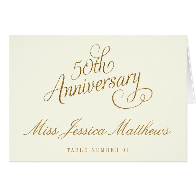 50e Anniversaire du Mariage d'or Cartes de Place (Devant Horizontal)