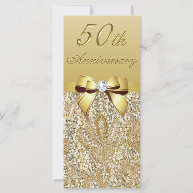 50e anniversaire du Mariage d'or Faux Sequins Bow (Devant)