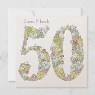 50e anniversaire du Mariage floral Invitation pers