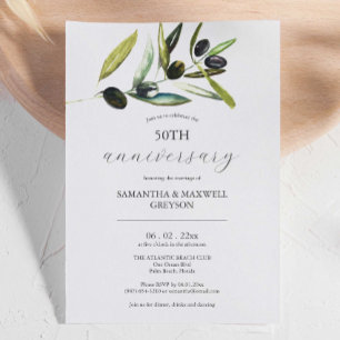 50e anniversaire du Mariage Invitations Olive Bran