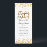 50e anniversaire du programme de fête Merci U Gold<br><div class="desc">Design élégant "Programme de fête d'anniversaire" avec confettis de fausse parties scintillant et texte personnalisé.</div>