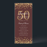 50e Anniversaire du programme Merci U Gold Bourgog<br><div class="desc">Design élégant "Programme de fête d'anniversaire" avec confettis de fausse parties scintillant et texte personnalisé.</div>