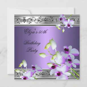 50e Anniversaire Élégant Gris Argenté Lilas Floral