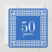 50e anniversaire Elegant Invitations de la fête Bl
