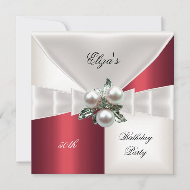 50e anniversaire Élégant Rouge Blanc à carreaux Bi (Devant)