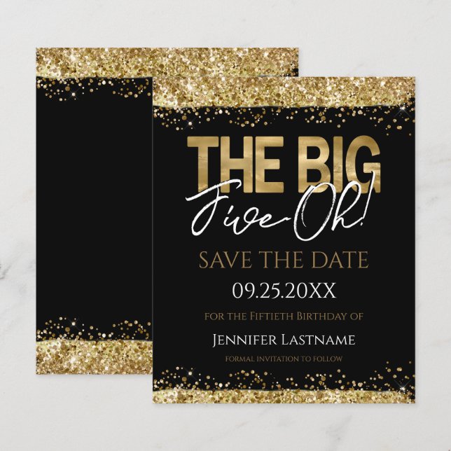 50e anniversaire Enregistrer la date Invitation bu (Devant / Derrière)