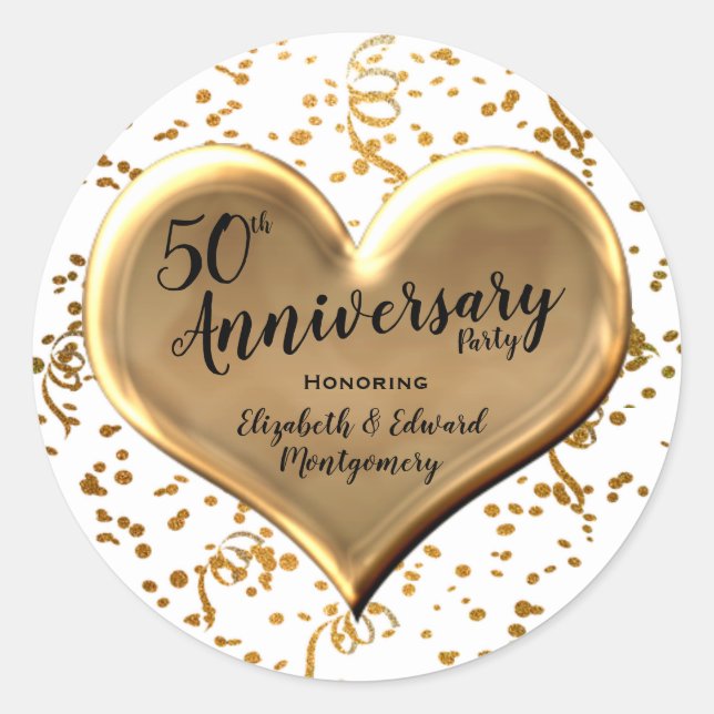 50e anniversaire - Étincelle d'or - Sticker rond (Devant)
