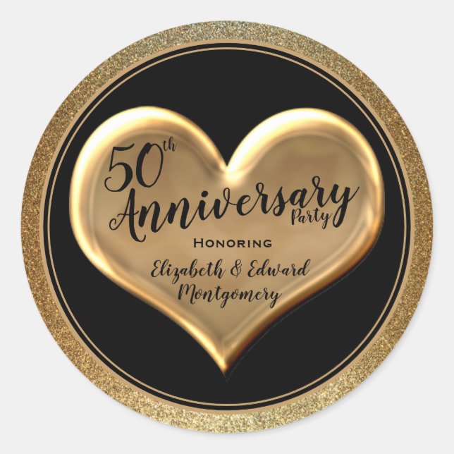 50e anniversaire - Étincelle d'or - Sticker rond (Devant)