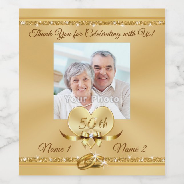 50e Anniversaire Étiquettes de bouteilles personna (Étiquettes simples)