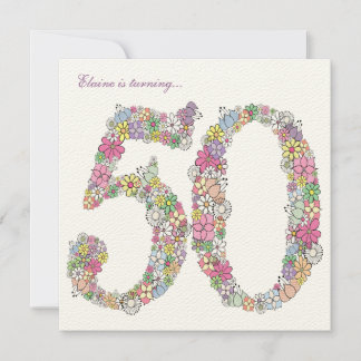 50e anniversaire fête Printemps fleuron Invitation