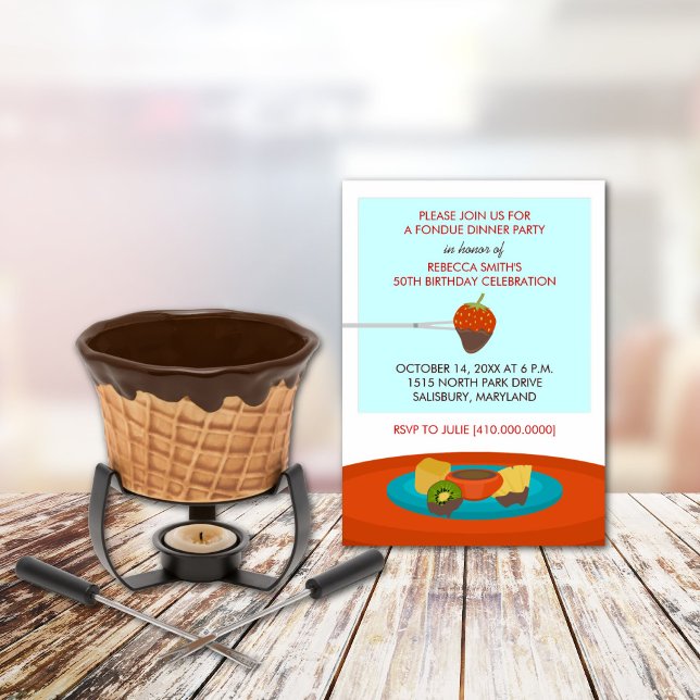 50e anniversaire Fondue Dîner de fête Invitation (Créateur téléchargé)
