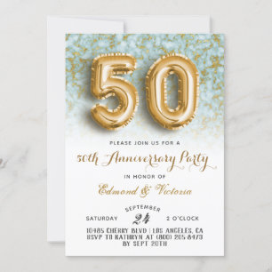 50e anniversaire Gold Floral Invitation