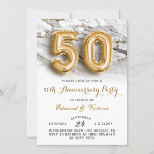 50e anniversaire Gold Floral Invitation