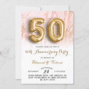 50e anniversaire Gold Floral Invitation